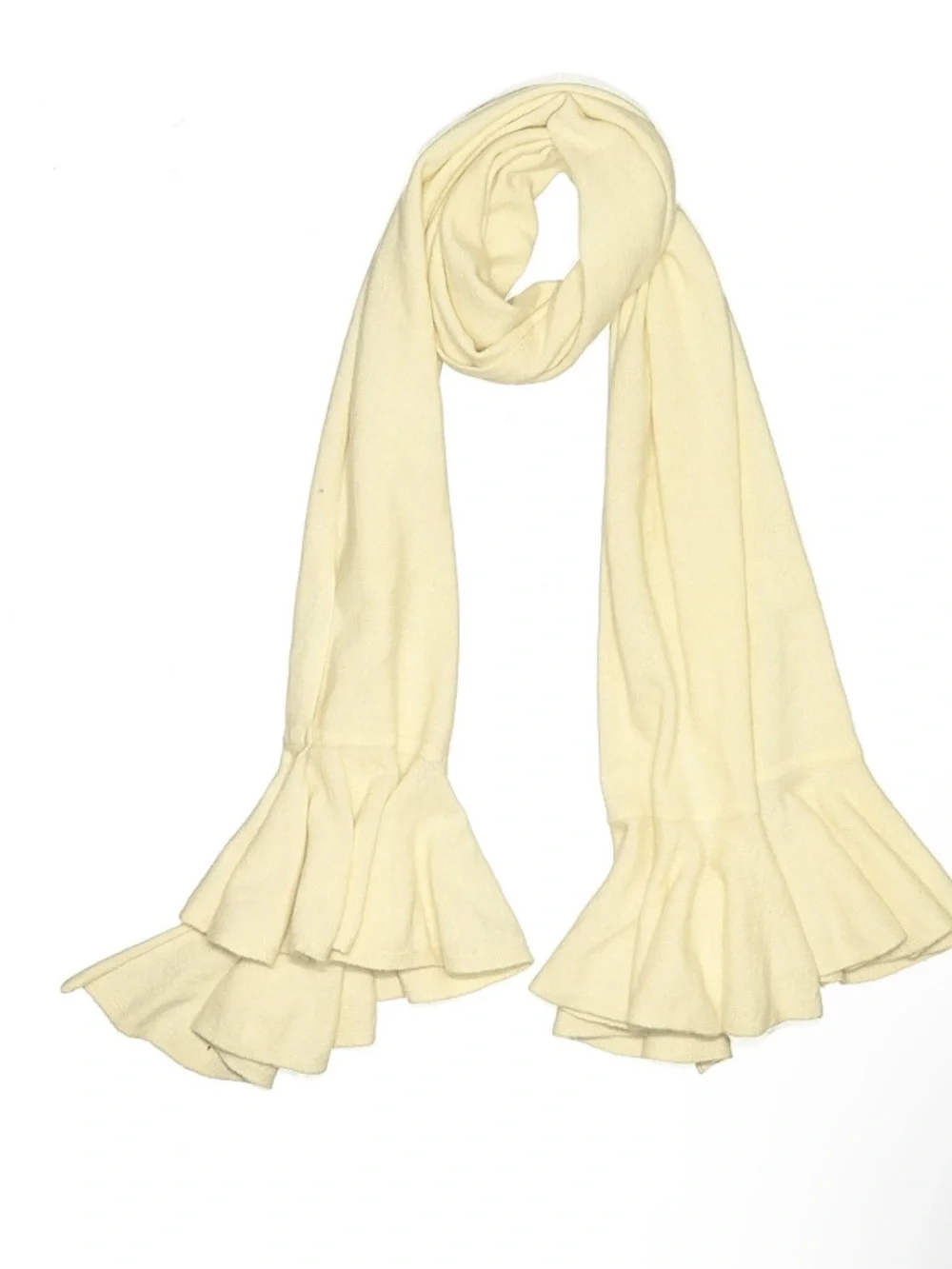 Minnie Rose Ruffled Cashmere Cream Ivory Scarf